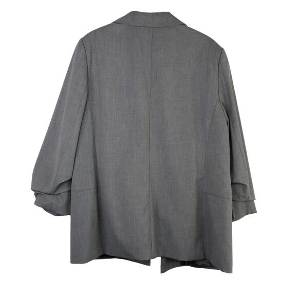 Banana Republic Gray Blazer Jacket Ruched Sleeves Large Women's - Picture 3 of 6